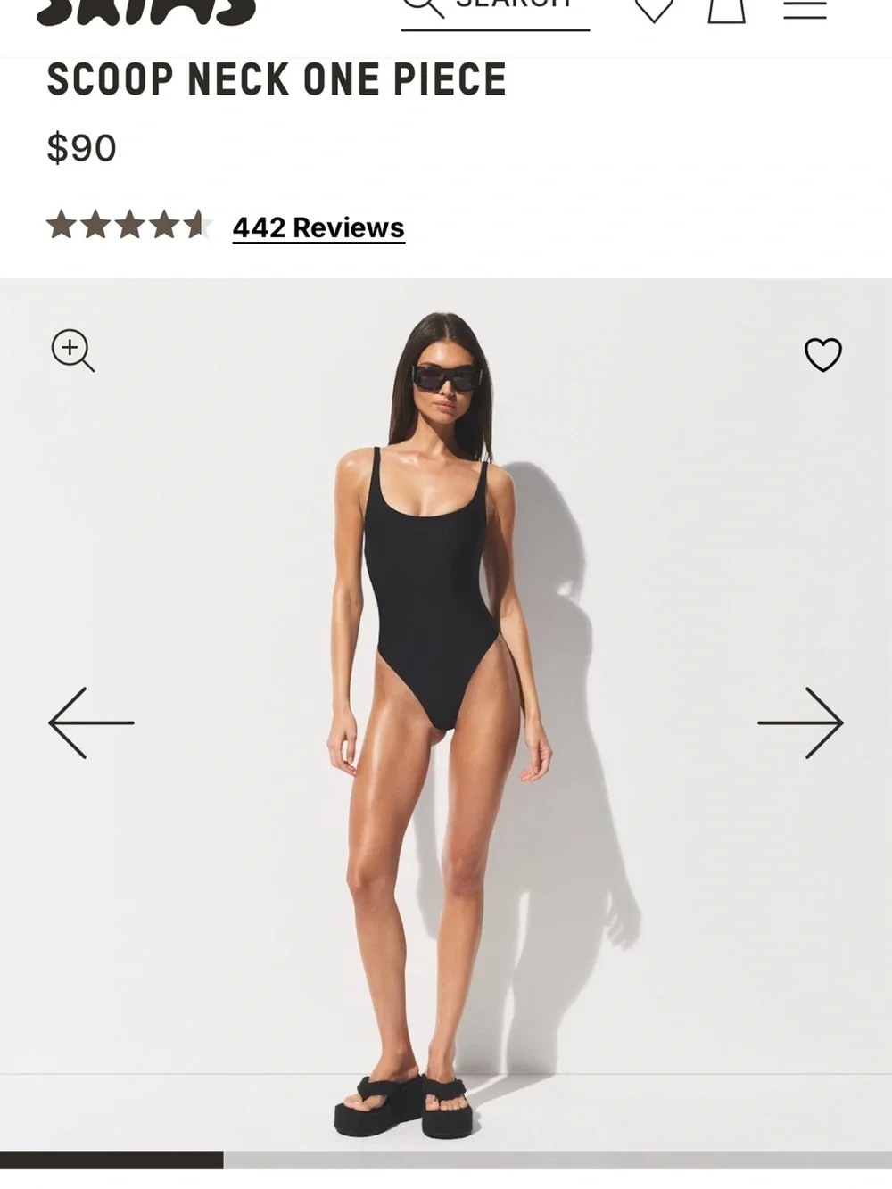 Skims scoop Neck One-Piece Swimsuit - Black as